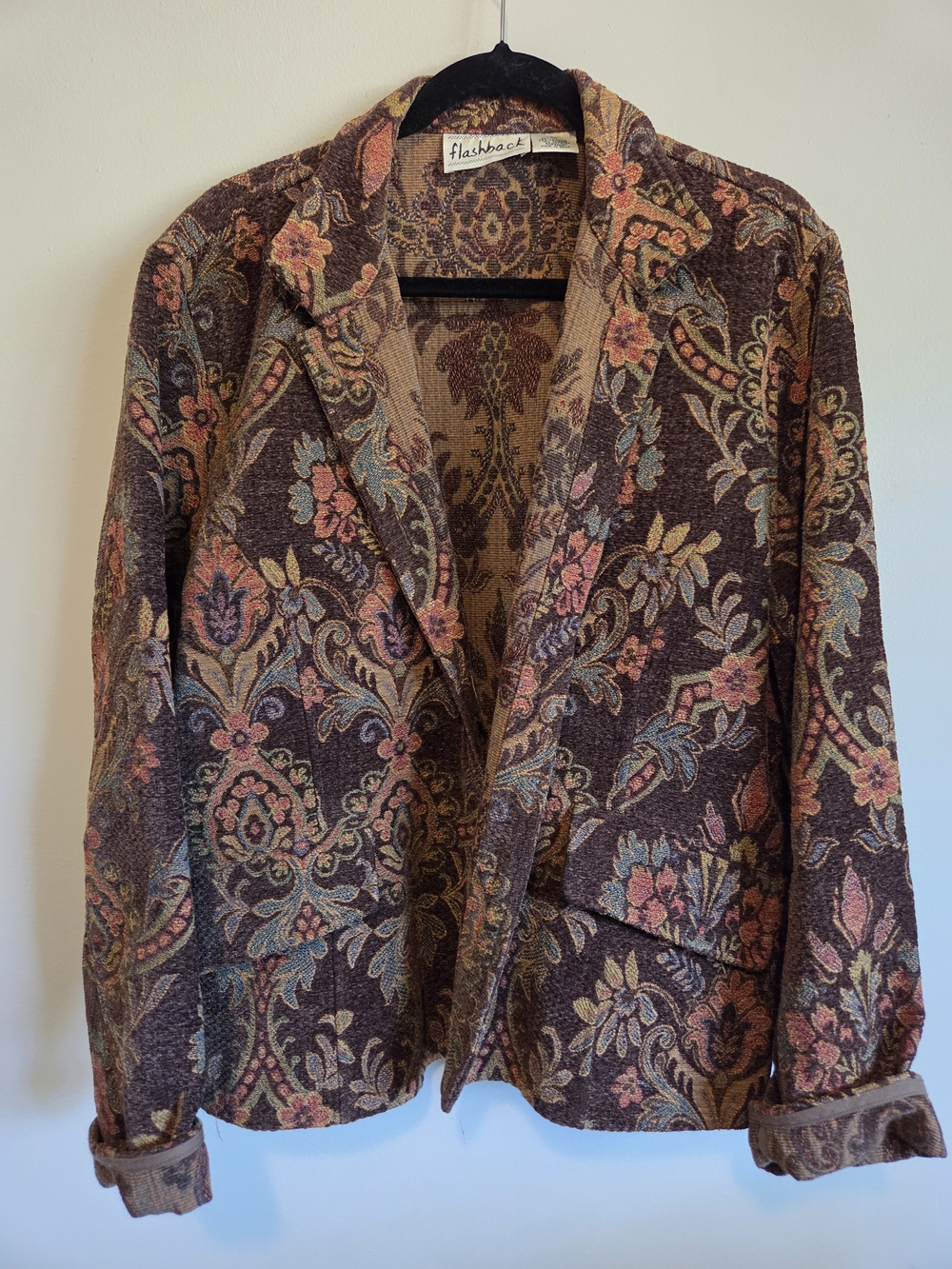 Flashback Women's Floral Tapestry Blazer - Multitone Brown Size Xl - Picture 2 of 14